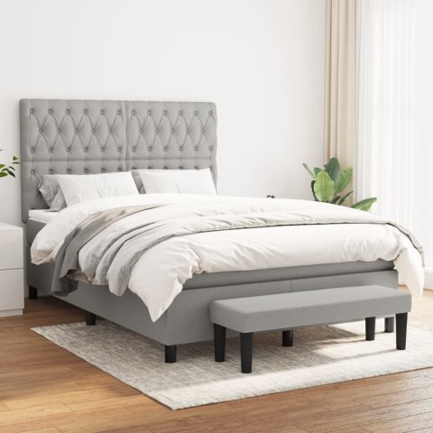Łóżko kontynentalne z materacem, jasnoszare 140x200 cm, tkanina