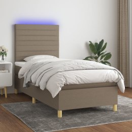 Łóżko kontynentalne z materacem, taupe, 100x200 cm, tkanina