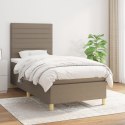 Łóżko kontynentalne z materacem, taupe, tkanina, 100x200 cm