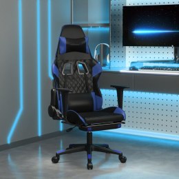 Masujący fotel gamingowy z podnóżkiem, czarno-niebieski