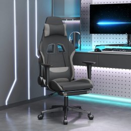 Fotel gamingowy z podnóżkiem, czarno-jasnoszary, tkanina