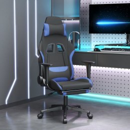 Fotel gamingowy z podnóżkiem i masażem, czarno-niebieski
