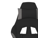 Fotel gamingowy z podnóżkiem i masażem, czarno-szary, tkanina