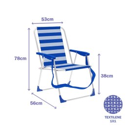 Składanego Krzesła Marbueno Paski Niebieski Biały 53 x 78 x 56 cm