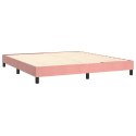 Łóżko kontynentalne z materacem i LED, różowy aksamit 160x200cm