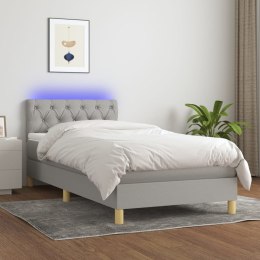Łóżko kontynentalne z materacem, jasnoszare, 80x200 cm, tkanina