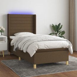 Łóżko kontynentalne z materacem, brązowe, 80x200 cm, tkanina