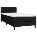 Łóżko kontynentalne z materacem, czarne, 80x200 cm, tkanina