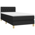 Łóżko kontynentalne z materacem, czarne, tkanina, 80x200 cm