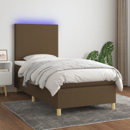 Łóżko kontynentalne z materacem, brązowe, 90x200 cm, tkanina