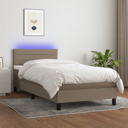 Łóżko kontynentalne z materacem, taupe, 100x200 cm, tkanina