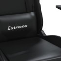Fotel gamingowy z podnóżkiem, czarny, sztuczna skóra