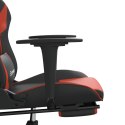 Masujący fotel gamingowy z podnóżkiem, czarno-czerwony