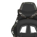 Masujący fotel gamingowy z podnóżkiem, czarny i moro
