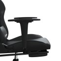 Masujący fotel gamingowy z podnóżkiem, czarny, sztuczna skóra