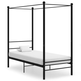 Rama łóżka z baldachimem, czarna, metalowa, 100 x 200 cm