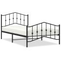 Metalowa rama łóżka z wezgłowiem i zanóżkiem, czarna, 100x200cm