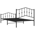 Metalowa rama łóżka z wezgłowiem i zanóżkiem, czarna, 100x200cm