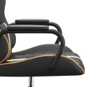 Masujący fotel gamingowy, złoto-czarny, sztuczna skóra