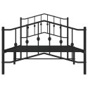Metalowa rama łóżka z wezgłowiem i zanóżkiem, czarna, 100x190cm