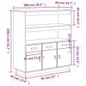 Szafka, szara, 100x40x108,5 cm, lite drewno sosnowe