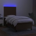 Łóżko kontynentalne z materacem, brązowe, 80x200 cm, tkanina