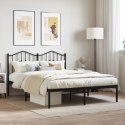 Metalowa rama łóżka z wezgłowiem, czarna, 140x190 cm