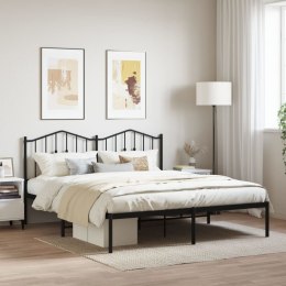 Metalowa rama łóżka z wezgłowiem, czarna, 183x213 cm
