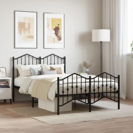 Metalowa rama łóżka z wezgłowiem i zanóżkiem, czarna, 120x190cm