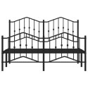 Metalowa rama łóżka z wezgłowiem i zanóżkiem, czarna, 135x190cm