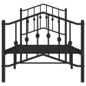 Metalowa rama łóżka z wezgłowiem i zanóżkiem, czarna, 75x190 cm