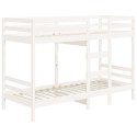 Łóżko piętrowe, białe, 90x200 cm, lite drewno sosnowe
