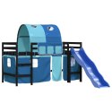 Dziecięce łóżko na antresoli, z tunelem, niebieskie, 90x190 cm