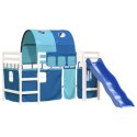 Dziecięce łóżko na antresoli, z tunelem, niebieskie, 90x200 cm
