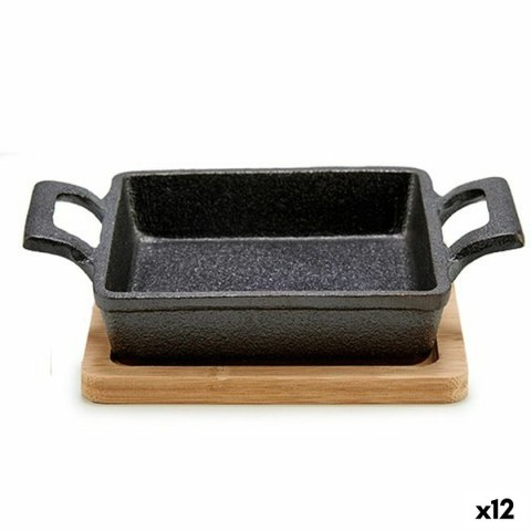 Garnek do Serwowania Tapas Brązowy Czarny Bambus Żelazo 19 x 5 x 14 cm (12 Sztuk)