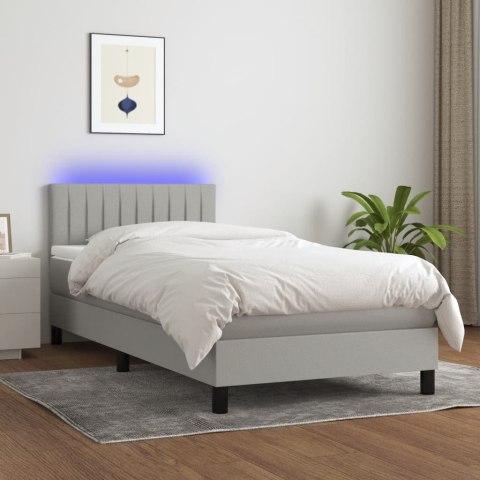 Łóżko kontynentalne z materacem, jasnoszare, 100x200cm, tkanina