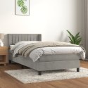 Łóżko kontynentalne z materacem, jasnoszare, aksamit, 90x200 cm