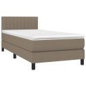 Łóżko kontynentalne z materacem, taupe, tkanina, 90x200 cm