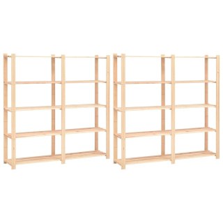 Regały z 5 półkami, 2 szt., 170x38x170 cm, sosna, 500 kg