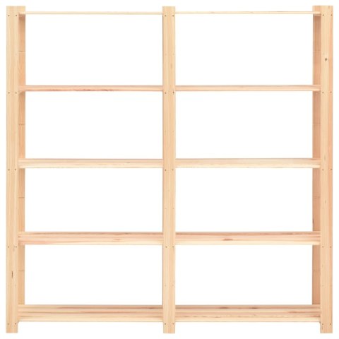 Regały z 5 półkami, 2 szt., 170x38x170 cm, sosna, 500 kg