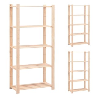 Regały z 5 półkami, 3 szt., 80x38x170 cm, sosna, 250 kg
