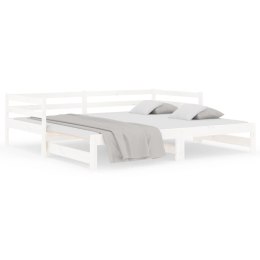 Łóżko dzienne rozsuwane, białe, 90x190 cm, lite drewno sosnowe
