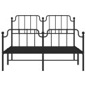 Metalowa rama łóżka z wezgłowiem i zanóżkiem, czarna, 150x200cm