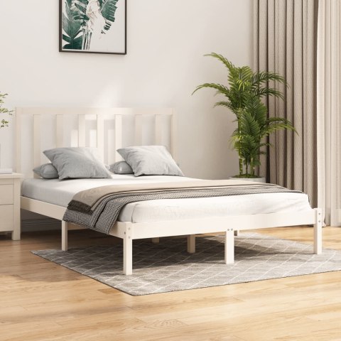 Rama łóżka, biała, lite drewno sosnowe, 120x200 cm