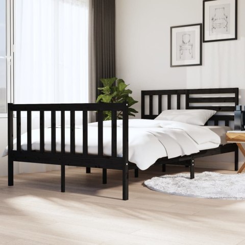 Rama łóżka, czarna, 135x190 cm, lite drewno