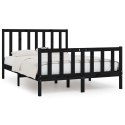 Rama łóżka, czarna, lite drewno, 135x190 cm, podwójna