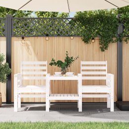 2-osobowa ławka ogrodowa ze stolikiem, biała, drewno sosnowe