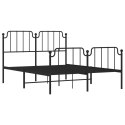 Metalowa rama łóżka z wezgłowiem i zanóżkiem, czarna, 140x200cm