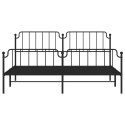 Metalowa rama łóżka z wezgłowiem i zanóżkiem, czarna, 200x200cm
