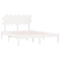 Rama łóżka, biała, 140x200 cm, lite drewno